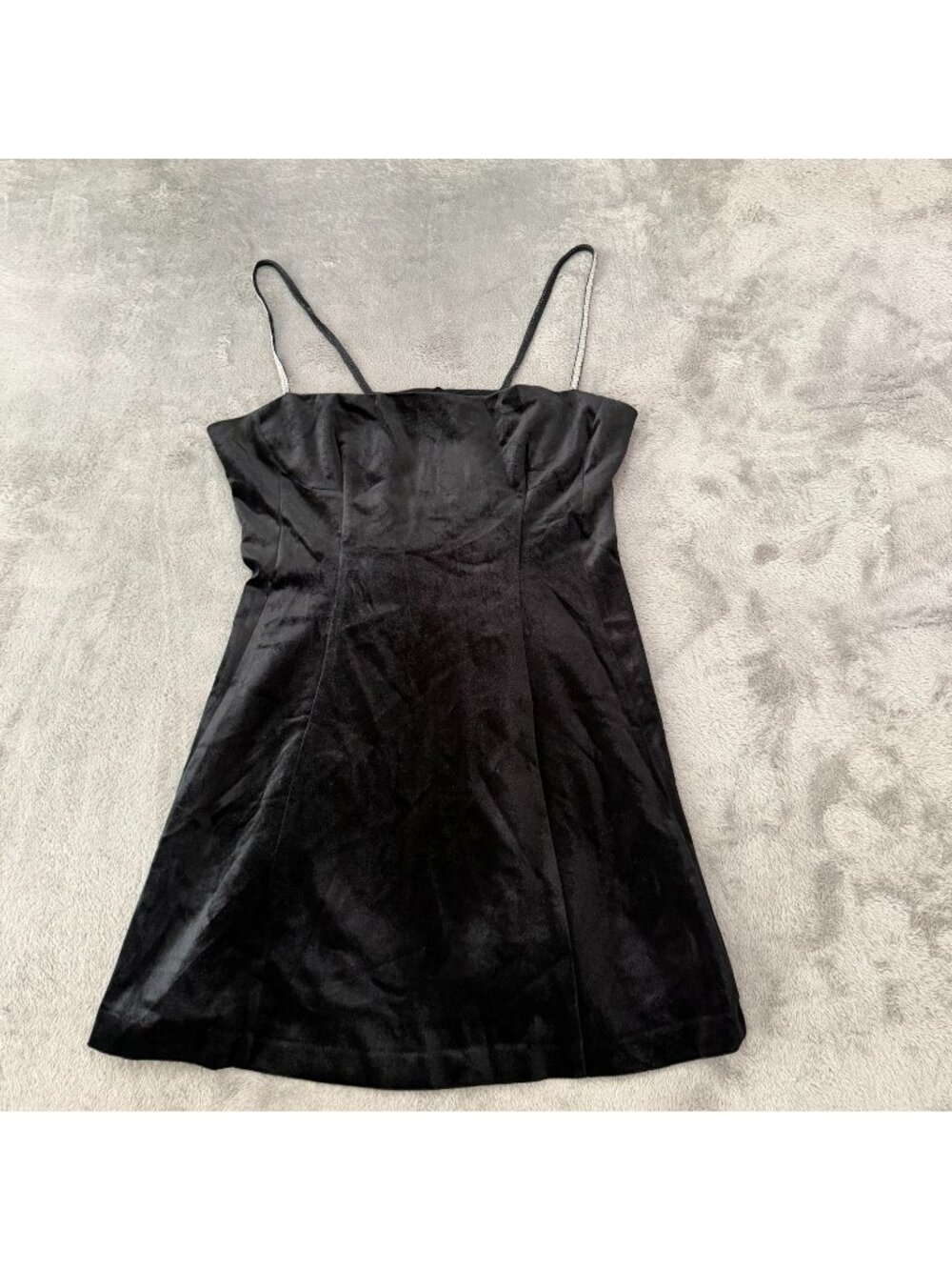 Zara Black Velvet Bling Strap Mini Dress Womens XL Party Festival Cocktail
